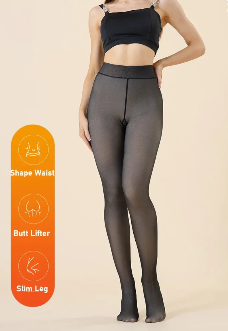 Collant Termici Donna Nero – Fodera in Pile 220g, Antismagliatura