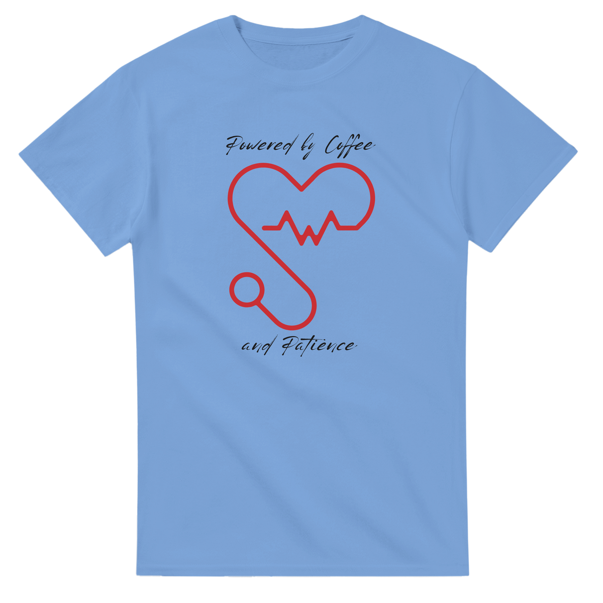 T-shirt girocollo Unisex " POWERED BY COFFEE AND PATIENCE "